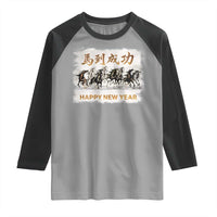 Year of The Horse 2026 Raglan Shirt Happy New Year Gallop Of The 8 Horses