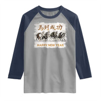 Year of The Horse 2026 Raglan Shirt Happy New Year Gallop Of The 8 Horses