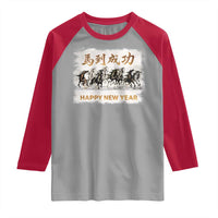 Year of The Horse 2026 Raglan Shirt Happy New Year Gallop Of The 8 Horses