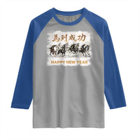 Year of The Horse 2026 Raglan Shirt Happy New Year Gallop Of The 8 Horses