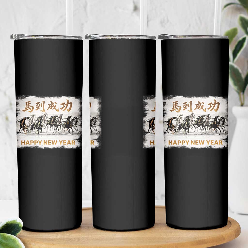 Year of The Horse 2026 Skinny Tumbler Happy New Year Gallop Of The 8 Horses