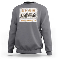 Year of The Horse 2026 Sweatshirt Happy New Year Gallop Of The 8 Horses