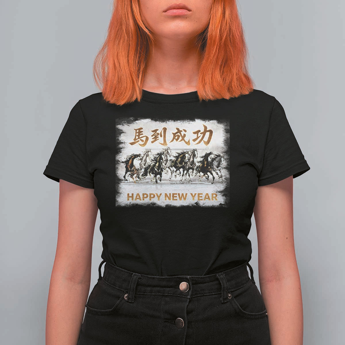 Year of The Horse 2026 T Shirt For Women Happy New Year Gallop Of The 8 Horses