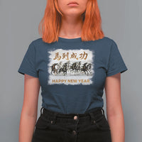 Year of The Horse 2026 T Shirt For Women Happy New Year Gallop Of The 8 Horses