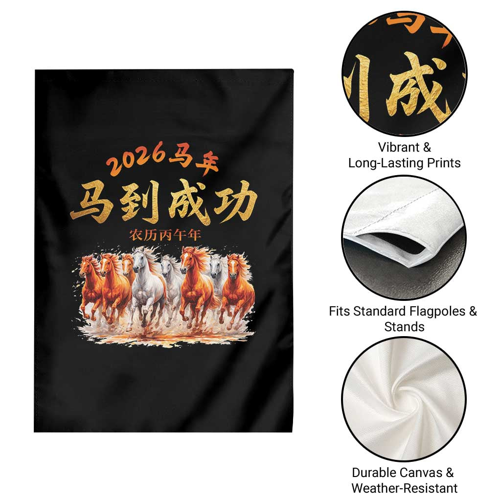 Gallop Of The 8 Horses Garden Flag Chinese New Year 2026 Year of The Horse