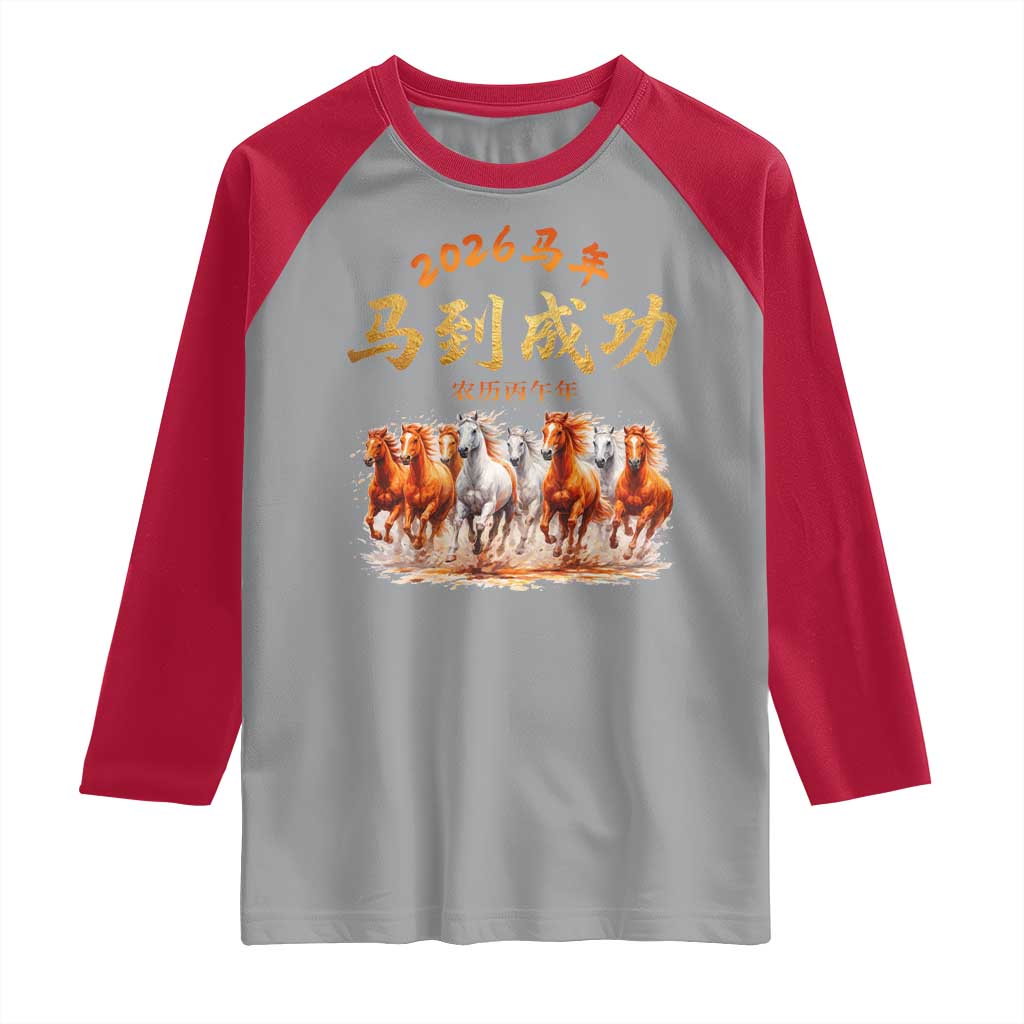 Gallop Of The 8 Horses Raglan Shirt Chinese New Year 2026 Year of The Horse
