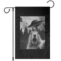 Funny Groundhog Selfie With Alien UFOs Weird Ground Hog Day Garden Flag - Wonder Print Shop