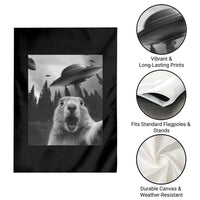 Funny Groundhog Selfie With Alien UFOs Weird Ground Hog Day Garden Flag - Wonder Print Shop
