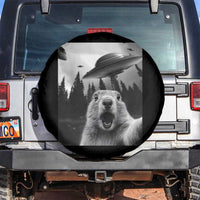 Funny Groundhog Selfie With Alien UFOs Weird Ground Hog Day Spare Tire Cover - Wonder Print Shop
