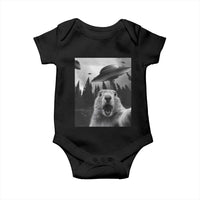 Funny Groundhog Selfie With Alien UFOs Weird Ground Hog Day Baby Onesie - Wonder Print Shop