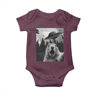 Funny Groundhog Selfie With Alien UFOs Weird Ground Hog Day Baby Onesie - Wonder Print Shop