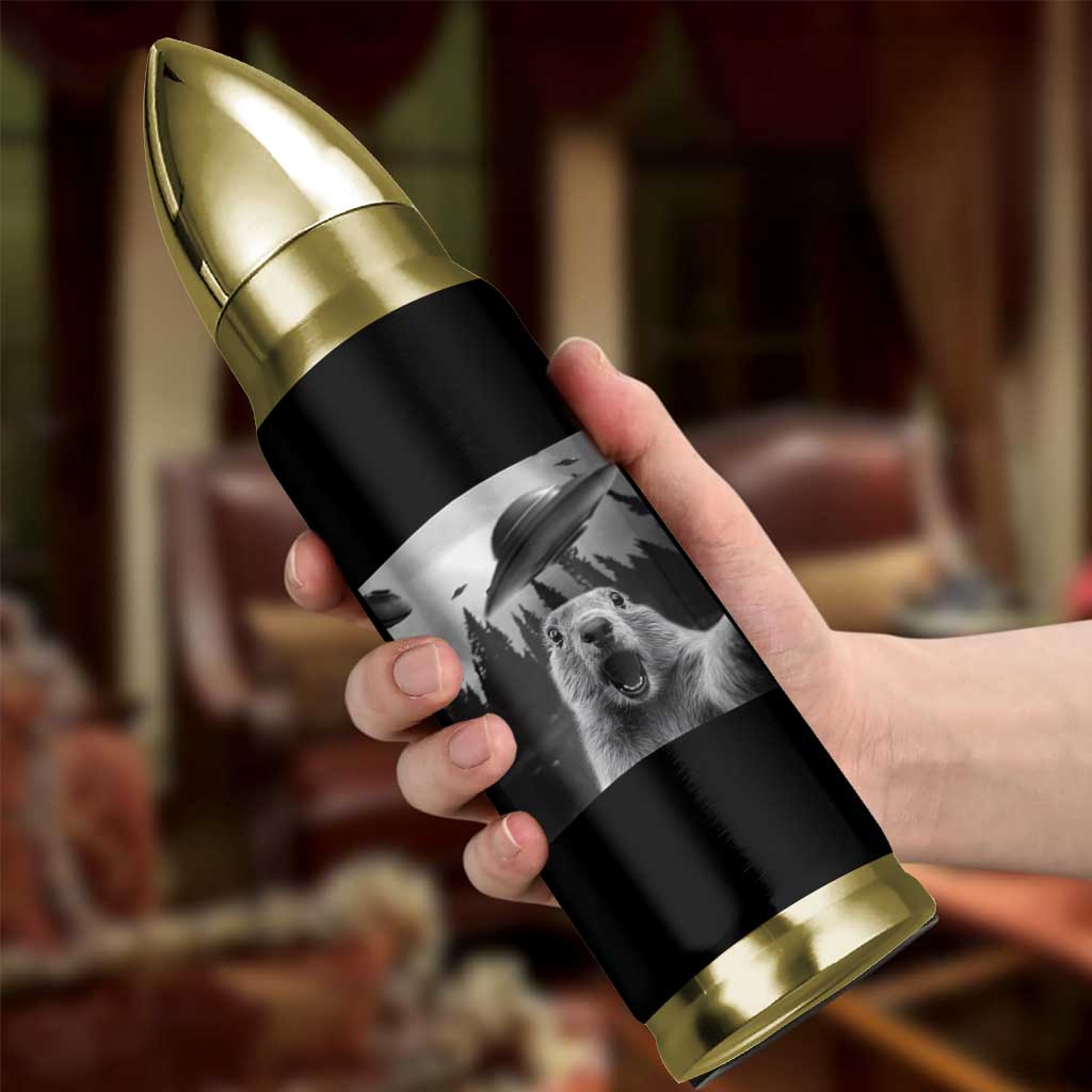 Funny Groundhog Selfie With Alien UFOs Weird Ground Hog Day Bullet Tumbler - Wonder Print Shop