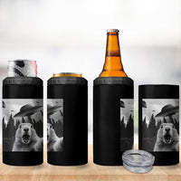 Funny Groundhog Selfie With Alien UFOs Weird Ground Hog Day 4 in 1 Can Cooler Tumbler - Wonder Print Shop