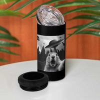 Funny Groundhog Selfie With Alien UFOs Weird Ground Hog Day 4 in 1 Can Cooler Tumbler - Wonder Print Shop