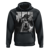 Funny Groundhog Selfie With Alien UFOs Weird Ground Hog Day Hoodie - Wonder Print Shop