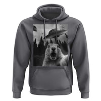 Funny Groundhog Selfie With Alien UFOs Weird Ground Hog Day Hoodie - Wonder Print Shop