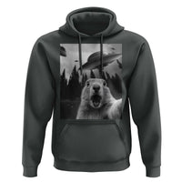 Funny Groundhog Selfie With Alien UFOs Weird Ground Hog Day Hoodie - Wonder Print Shop