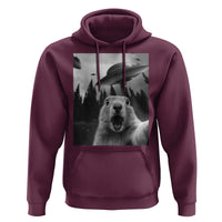Funny Groundhog Selfie With Alien UFOs Weird Ground Hog Day Hoodie - Wonder Print Shop