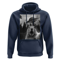 Funny Groundhog Selfie With Alien UFOs Weird Ground Hog Day Hoodie - Wonder Print Shop