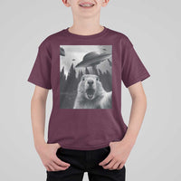 Funny Groundhog Selfie With Alien UFOs Weird Ground Hog Day T Shirt For Kid - Wonder Print Shop