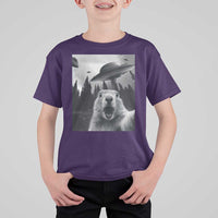 Funny Groundhog Selfie With Alien UFOs Weird Ground Hog Day T Shirt For Kid - Wonder Print Shop