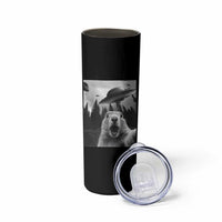 Funny Groundhog Selfie With Alien UFOs Weird Ground Hog Day Skinny Tumbler - Wonder Print Shop