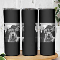 Funny Groundhog Selfie With Alien UFOs Weird Ground Hog Day Skinny Tumbler - Wonder Print Shop