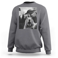 Funny Groundhog Selfie With Alien UFOs Weird Ground Hog Day Sweatshirt - Wonder Print Shop