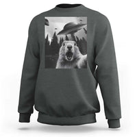 Funny Groundhog Selfie With Alien UFOs Weird Ground Hog Day Sweatshirt - Wonder Print Shop