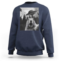 Funny Groundhog Selfie With Alien UFOs Weird Ground Hog Day Sweatshirt - Wonder Print Shop