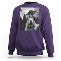 Funny Groundhog Selfie With Alien UFOs Weird Ground Hog Day Sweatshirt - Wonder Print Shop