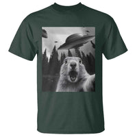 Funny Groundhog Selfie With Alien UFOs Weird Ground Hog Day T Shirt - Wonder Print Shop