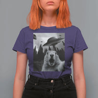 Funny Groundhog Selfie With Alien UFOs Weird Ground Hog Day T Shirt For Women - Wonder Print Shop