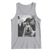 Funny Groundhog Selfie With Alien UFOs Weird Ground Hog Day Tank Top - Wonder Print Shop