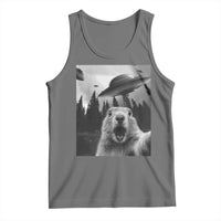 Funny Groundhog Selfie With Alien UFOs Weird Ground Hog Day Tank Top - Wonder Print Shop