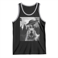 Funny Groundhog Selfie With Alien UFOs Weird Ground Hog Day Tank Top - Wonder Print Shop