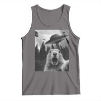 Funny Groundhog Selfie With Alien UFOs Weird Ground Hog Day Tank Top - Wonder Print Shop