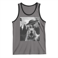 Funny Groundhog Selfie With Alien UFOs Weird Ground Hog Day Tank Top - Wonder Print Shop