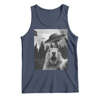 Funny Groundhog Selfie With Alien UFOs Weird Ground Hog Day Tank Top - Wonder Print Shop