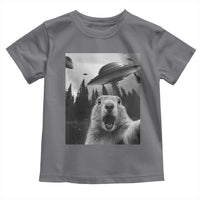 Funny Groundhog Selfie With Alien UFOs Weird Ground Hog Day Toddler T Shirt - Wonder Print Shop