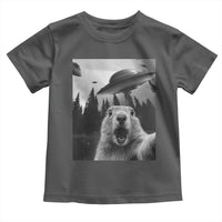 Funny Groundhog Selfie With Alien UFOs Weird Ground Hog Day Toddler T Shirt - Wonder Print Shop