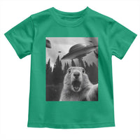 Funny Groundhog Selfie With Alien UFOs Weird Ground Hog Day Toddler T Shirt - Wonder Print Shop