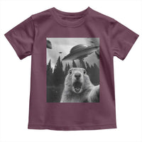 Funny Groundhog Selfie With Alien UFOs Weird Ground Hog Day Toddler T Shirt - Wonder Print Shop