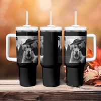 Funny Groundhog Selfie With Alien UFOs Weird Ground Hog Day Tumbler With Handle - Wonder Print Shop