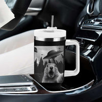 Funny Groundhog Selfie With Alien UFOs Weird Ground Hog Day Tumbler With Handle - Wonder Print Shop