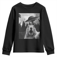 Funny Groundhog Selfie With Alien UFOs Weird Ground Hog Day Youth Sweatshirt - Wonder Print Shop