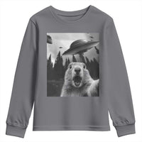 Funny Groundhog Selfie With Alien UFOs Weird Ground Hog Day Youth Sweatshirt - Wonder Print Shop