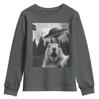 Funny Groundhog Selfie With Alien UFOs Weird Ground Hog Day Youth Sweatshirt - Wonder Print Shop