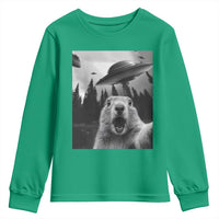 Funny Groundhog Selfie With Alien UFOs Weird Ground Hog Day Youth Sweatshirt - Wonder Print Shop