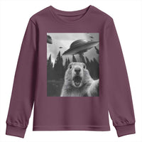 Funny Groundhog Selfie With Alien UFOs Weird Ground Hog Day Youth Sweatshirt - Wonder Print Shop